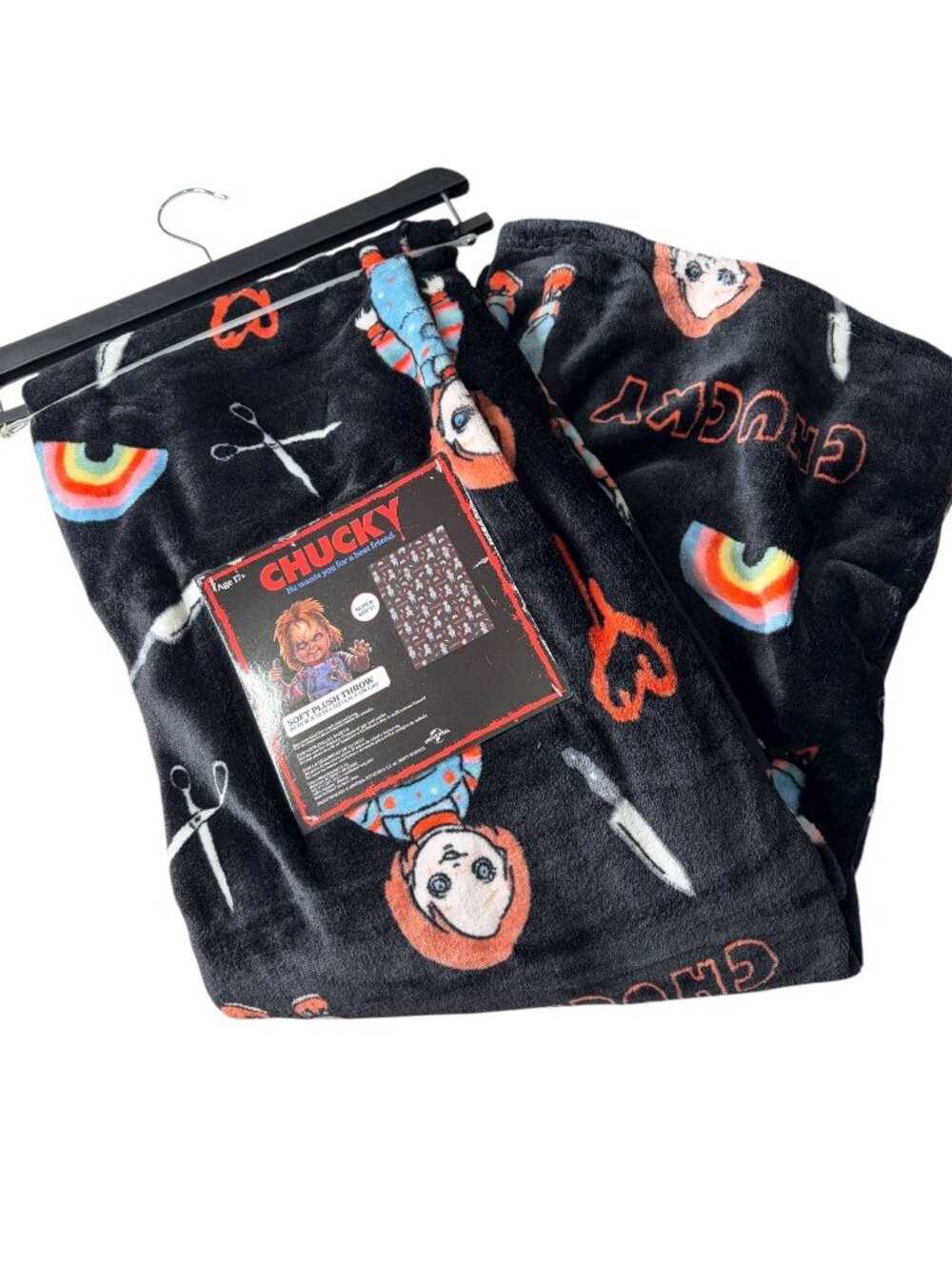 NWT Chucky Child’s Play Soft Plush Throw Blanket 50x70 Universal Horror Movie